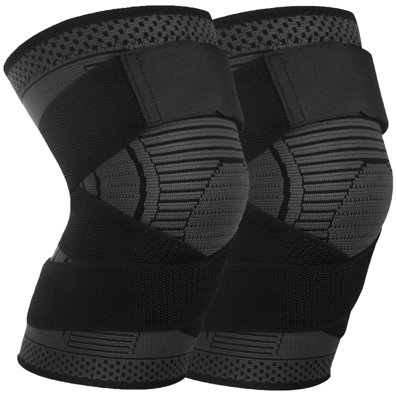 Ruilaibao Knee Braces for Knee Pain 2 Pack Adjustable Knee Support for Women and Men Knee Compression Sleeves with Straps for for Sports Running Meniscus Tear ACL PCL Arthritis (Black Large)