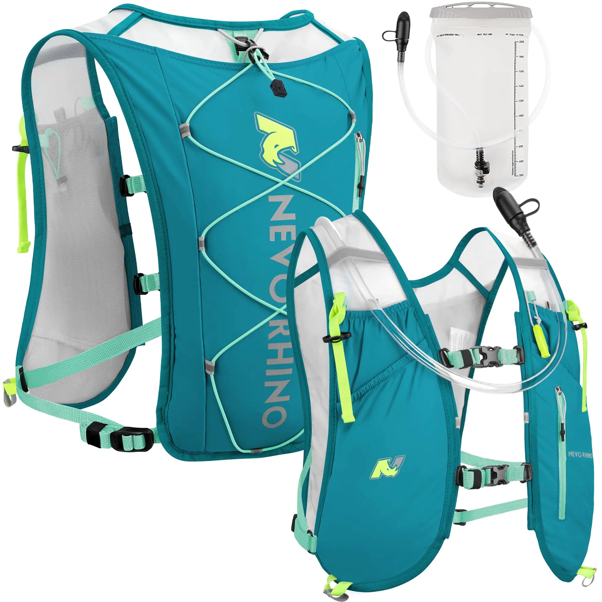 N NEVO RHINO Running Vest for Women Water Backpack Hydration Running Vest for Hiking Trail Marathon Race Ideal for Women and Men (Pack with 1.5L Water Bladder)